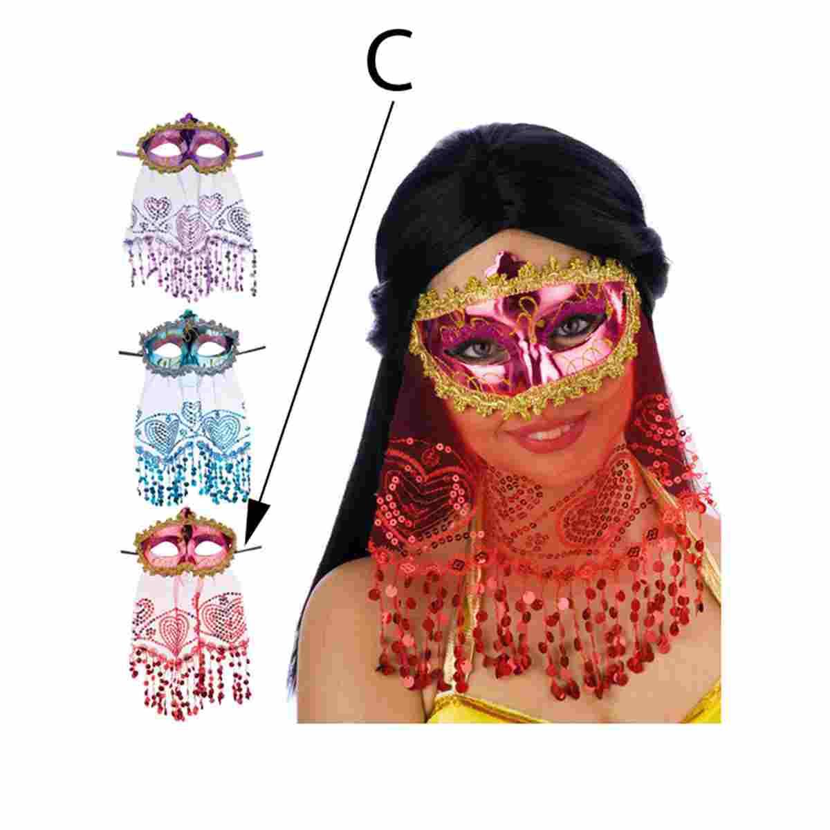 Maschera Viso Odalisca con Bautta 3 Colori |Carnival Toys