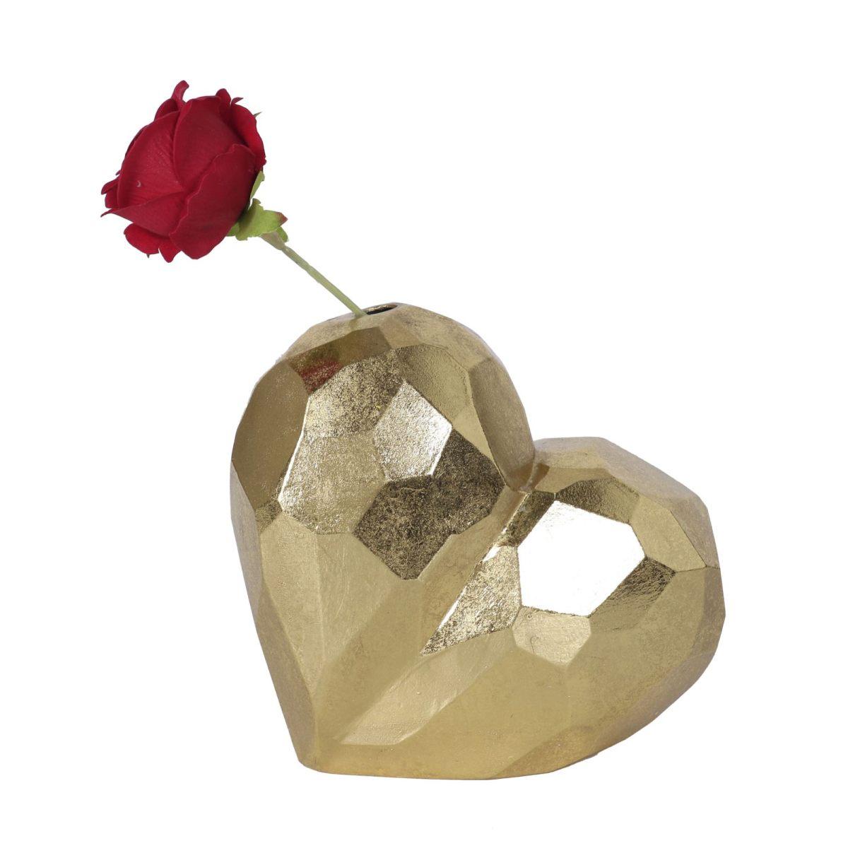 Vaso Heart Gold cm.19x9x18 |Mauro Ferretti
