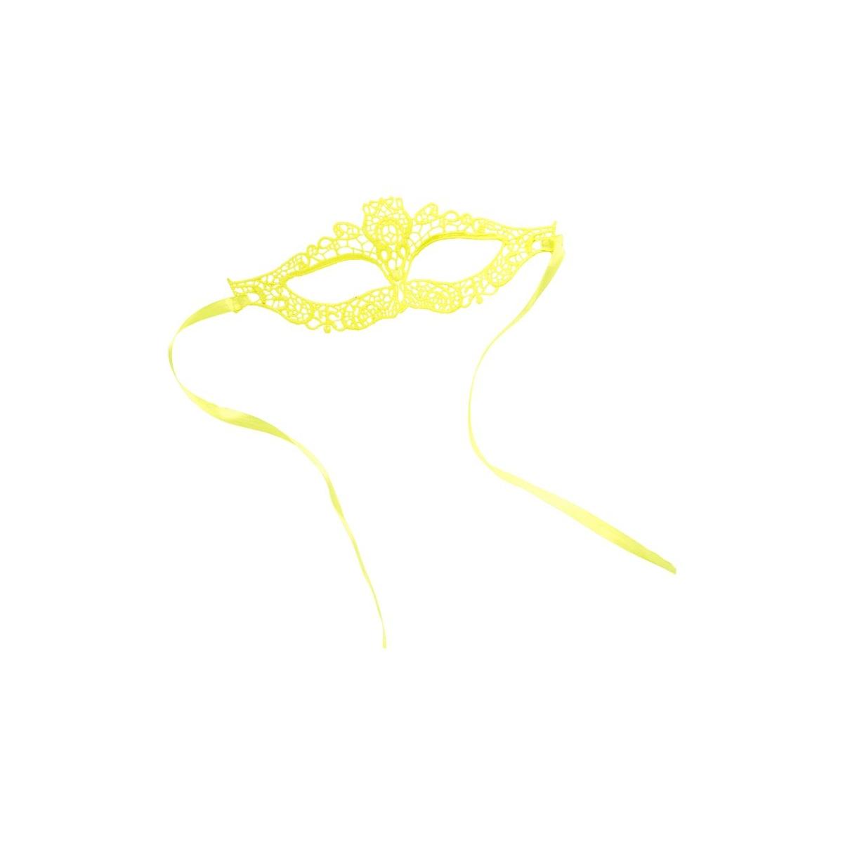 Maschera Viso PVC Tessuto Macrame Giallo Fluo |Carnival Toys