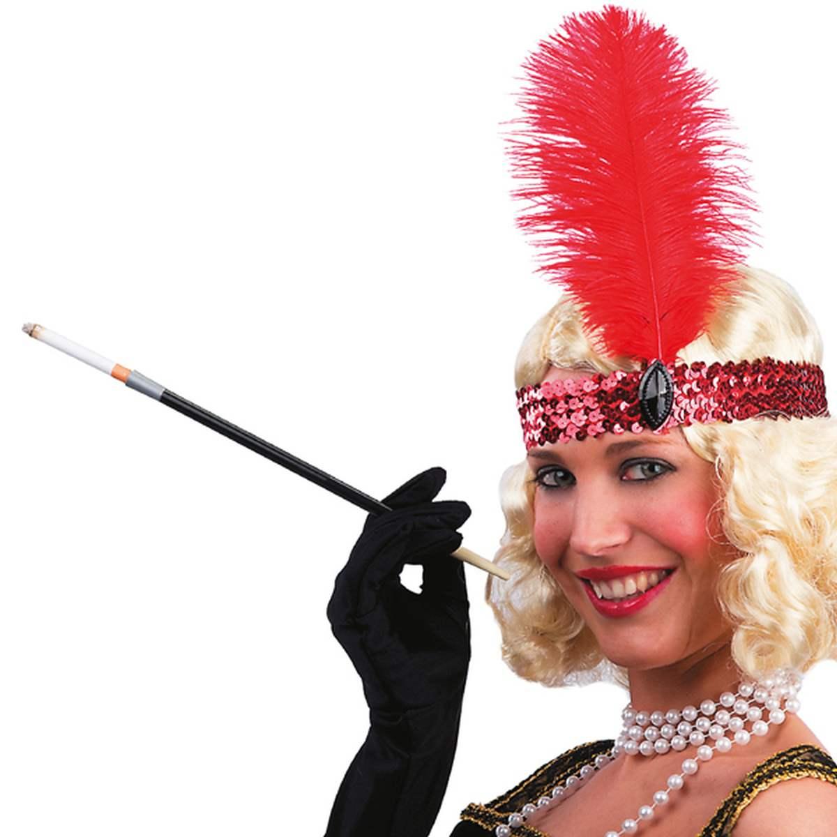 Fascia Capelli Charleston Rossa con Piuma |Carnival Toys