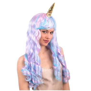 Parrucca Unicorno Azzurra Mossa con Frangia e Corno |Carnival Toys