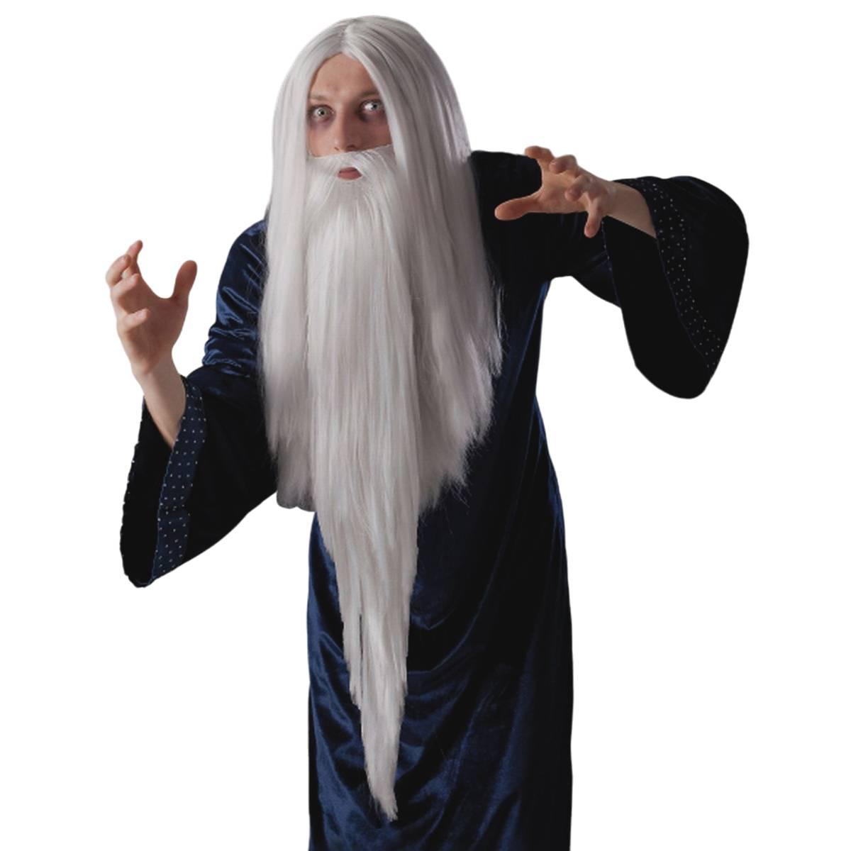 Parrucca Mago Merlino Bianca con Barba |Carnival Toys