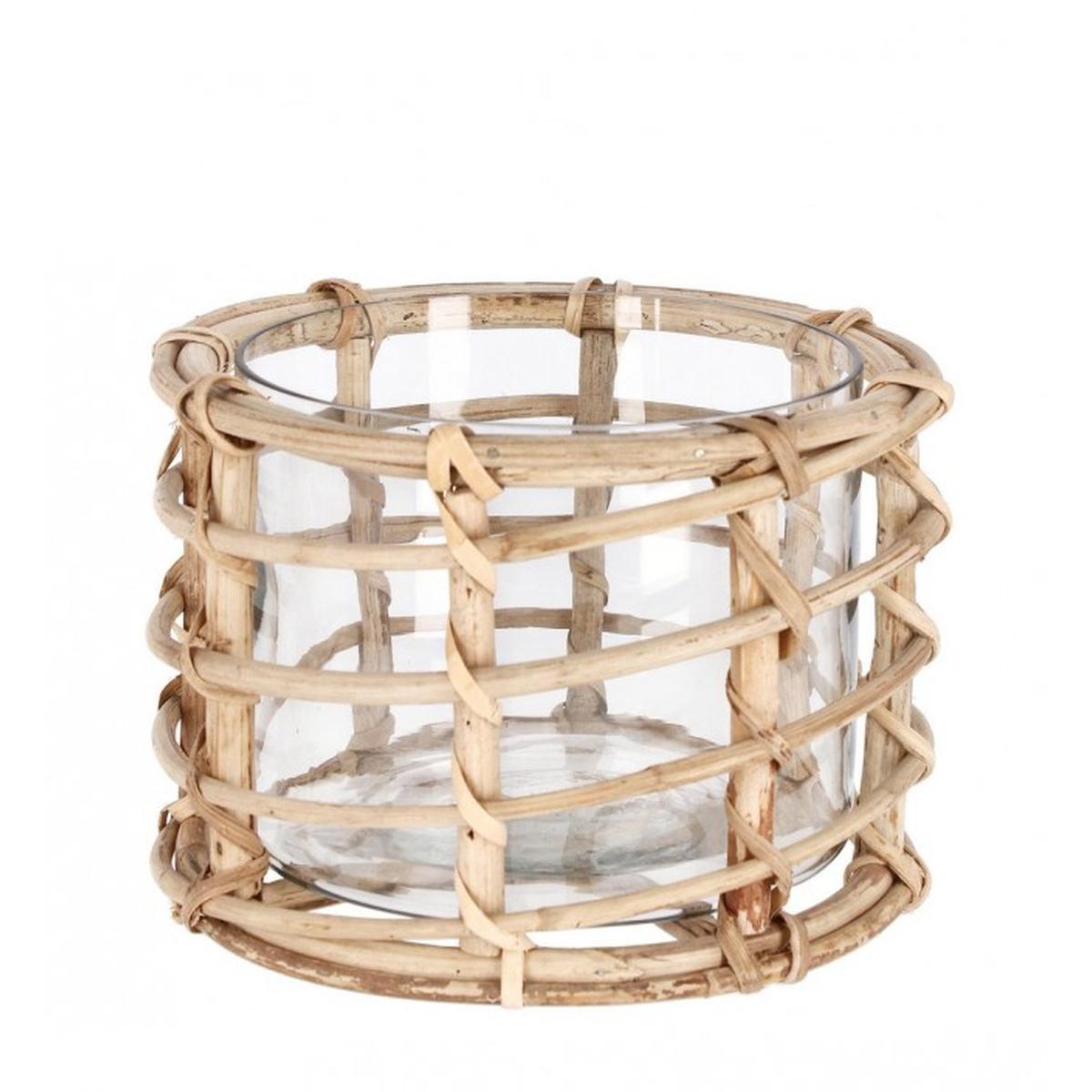 Vaso Vetro Chaman con Rattan Naturale cm.14 | Bizzotto
