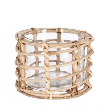Vaso Vetro Chaman con Rattan Naturale cm.14 | Bizzotto