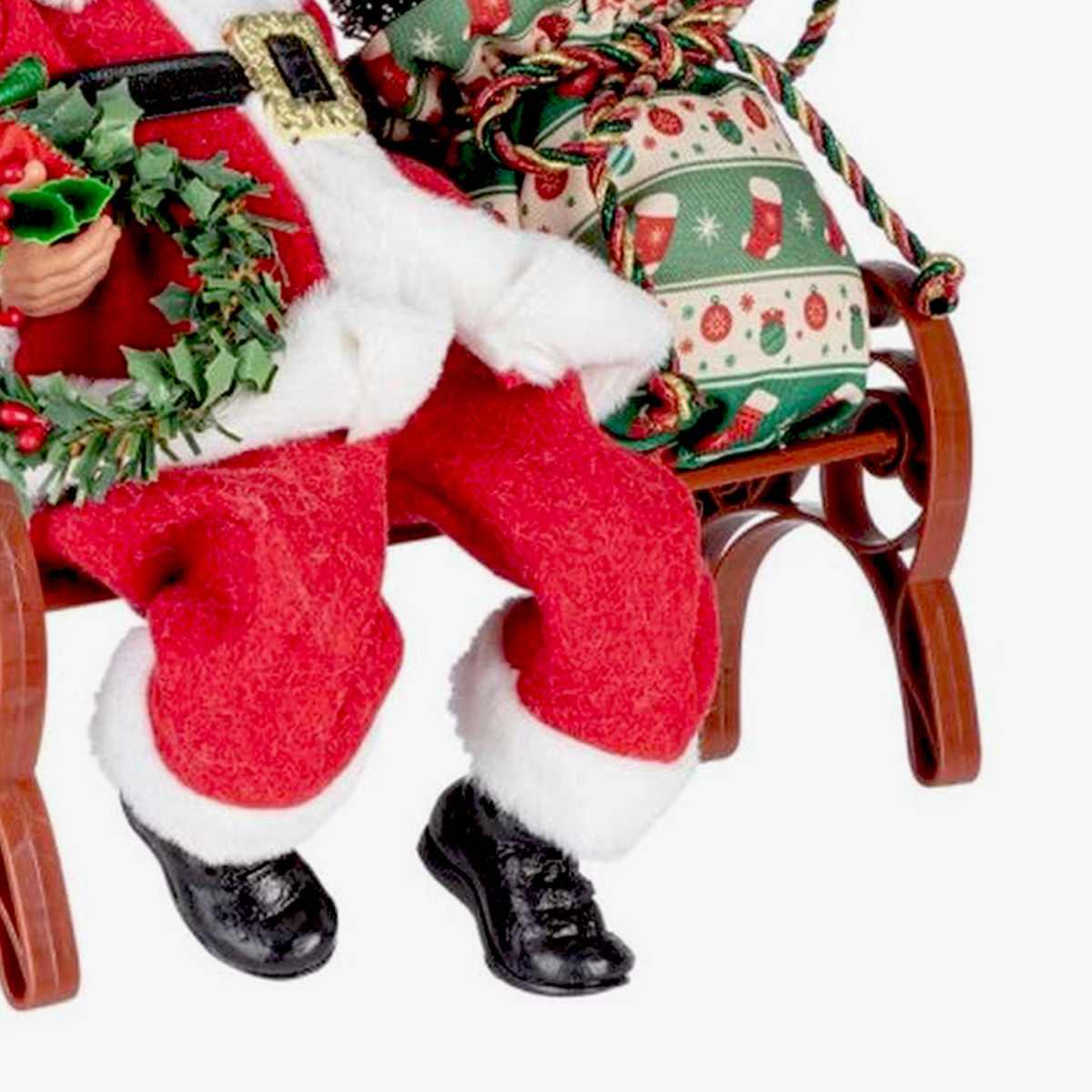 Babbo Natale Denzel Seduto Abito Rosso Con Panchina cm.27x22 |Bizzotto