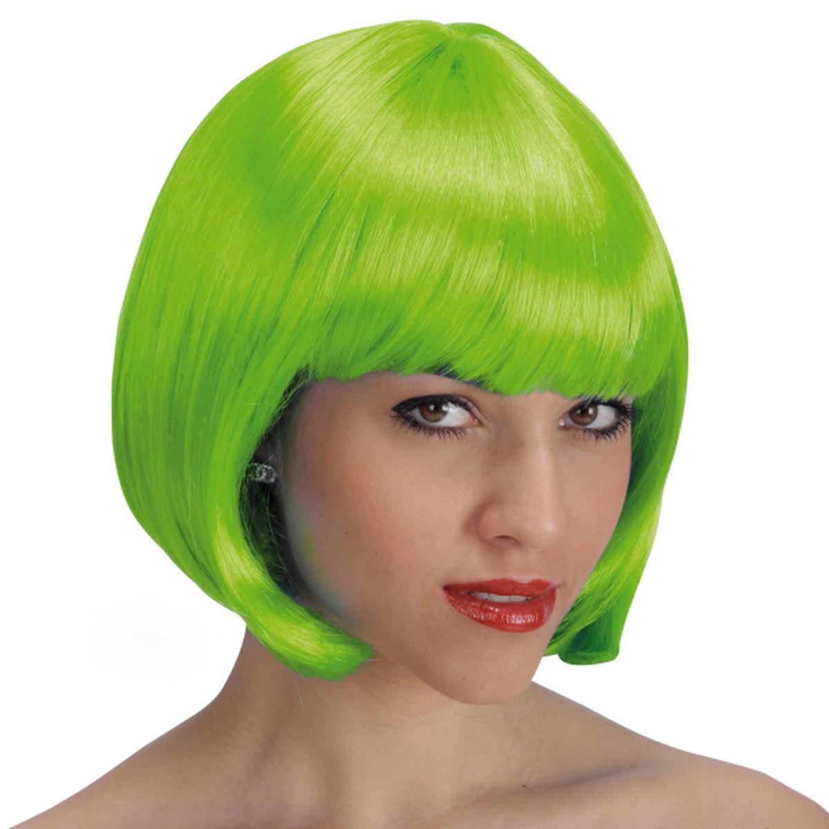 Parrucca Verde Caschetto Liscia con Frangia |Carnival Toys