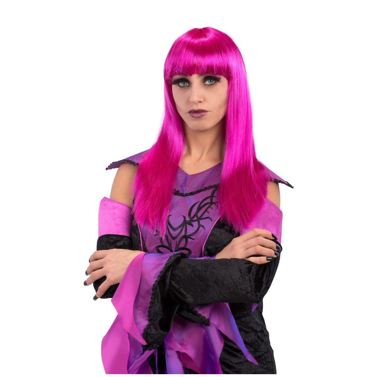 Parrucca Rosa Ciclamino Liscia con Frangia |Carnival Toys