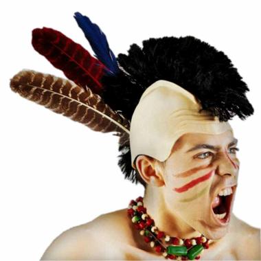 Parrucca Indiano Ultimo Dei Moicani e Piume Calotta |Carnival Toys