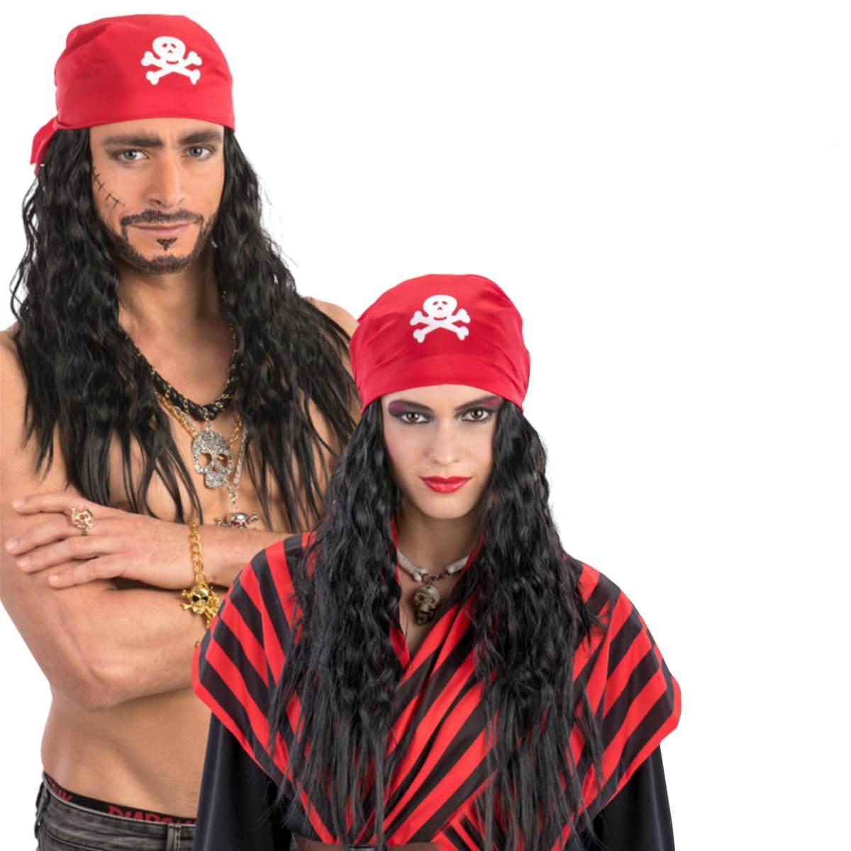 Parrucca Pirata Nera con Bandana |Carnival Toys