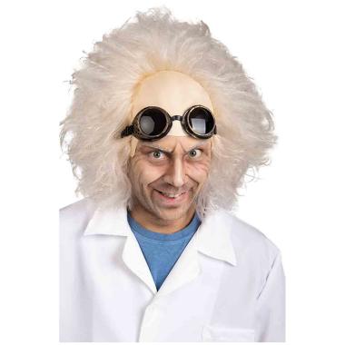 Parrucca Scienziato Pazzo Bianca con Occhiali |Carnival Toys