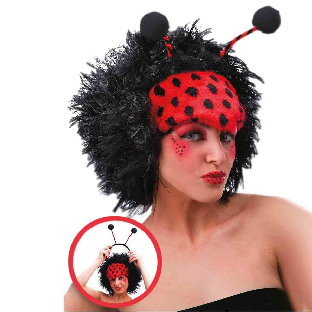 Parrucca Coccinella con Fascia e Cerchietto con Antenne |Carnival Toys