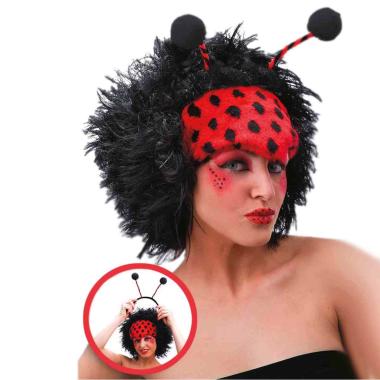 Parrucca Coccinella con Fascia e Cerchietto con Antenne |Carnival Toys