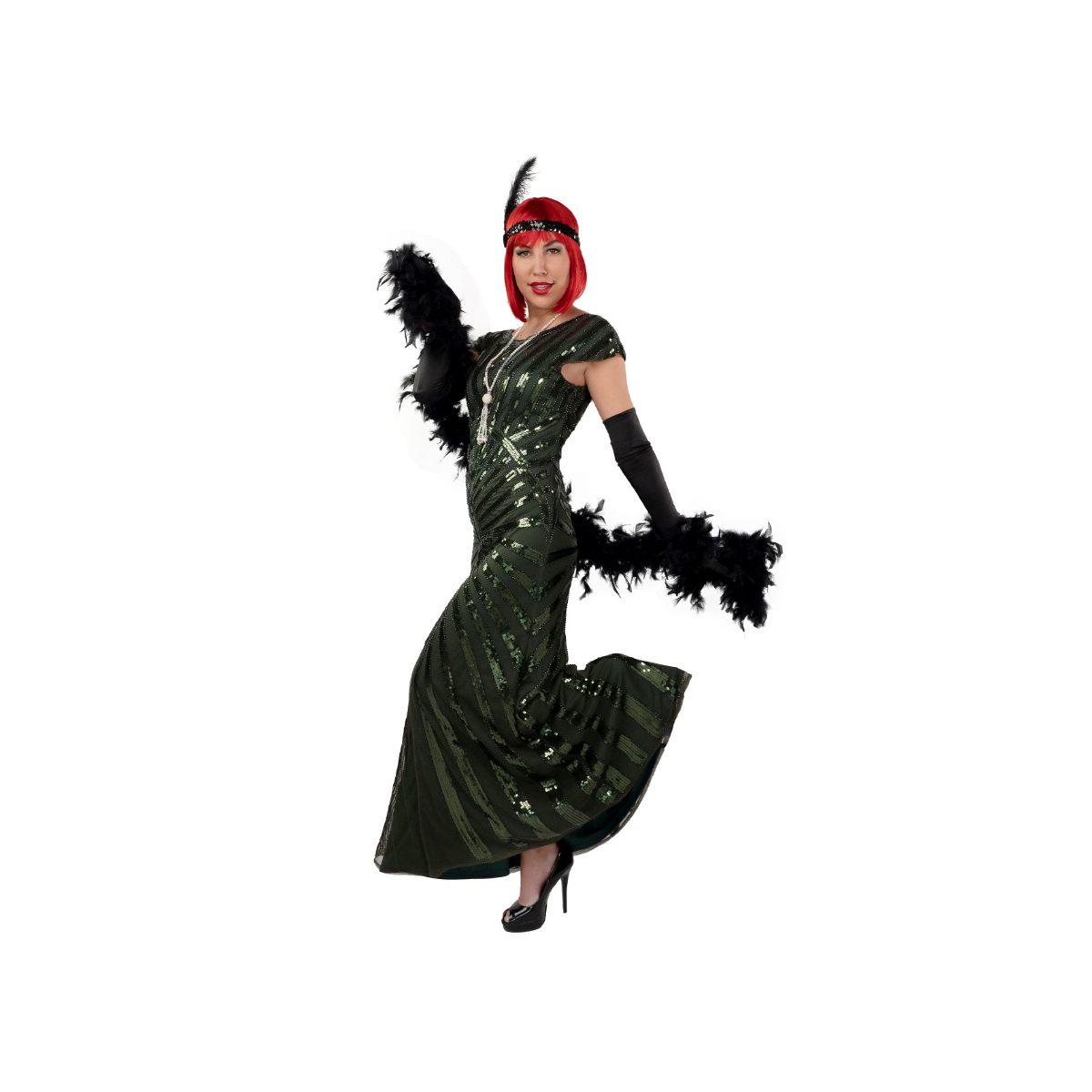 Costume Charleston Anni '20 Paillettes Lungo Verde |Orlob