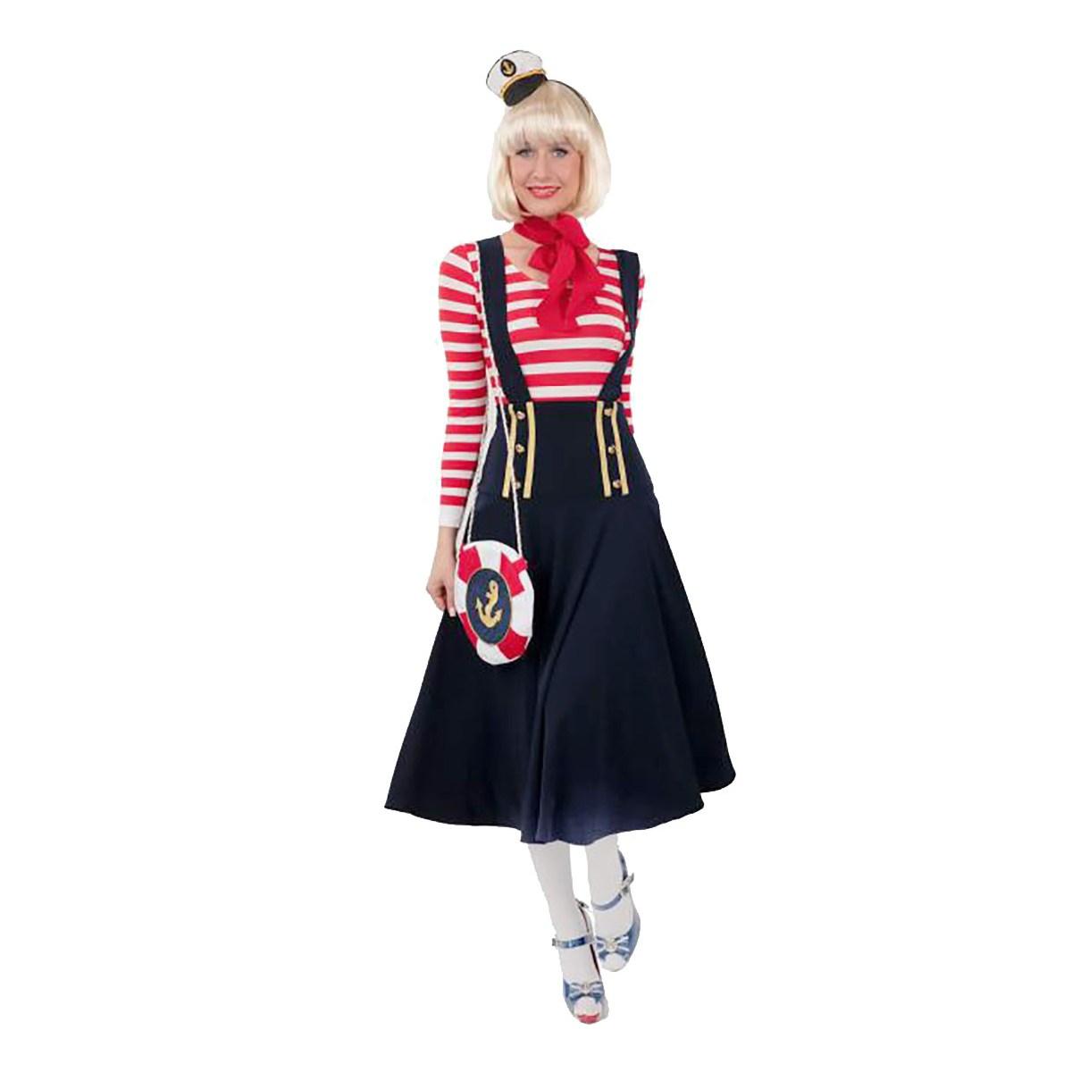 Gonna Marinaia Blu con Bretelle |Orlob