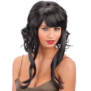 Parrucca Nera Mossa con Frangia |Carnival Toys