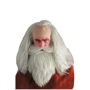 Parrucca Mago Grigia con Barba Calotta |Carnival Toys
