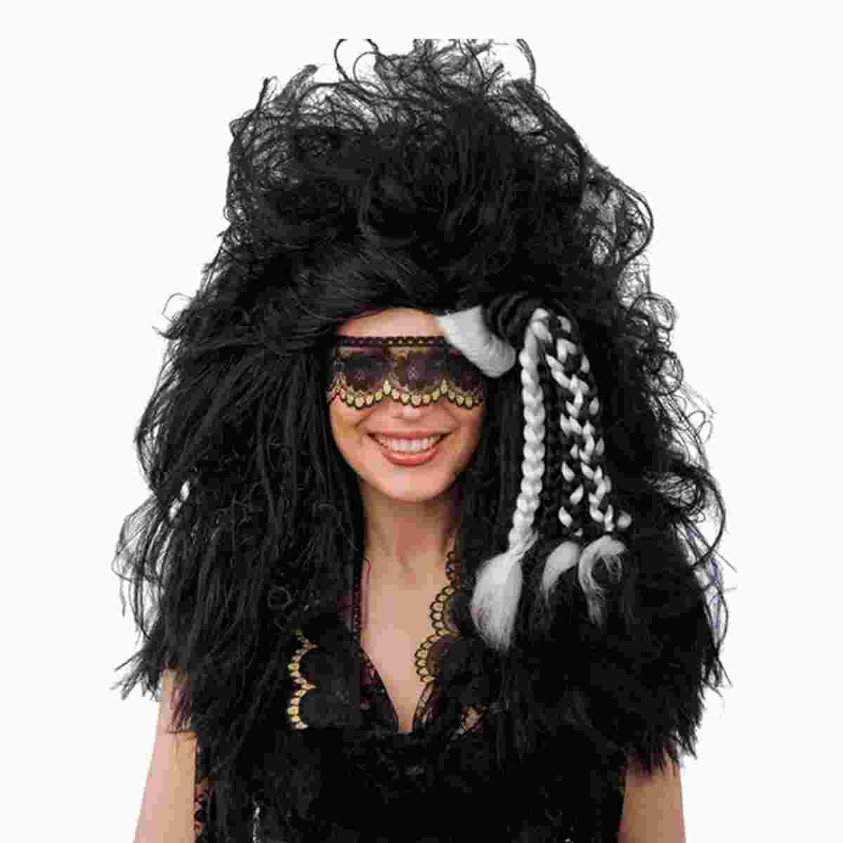 Parrucca Sensitive Nera Mossa con Benda |Carnival Toys