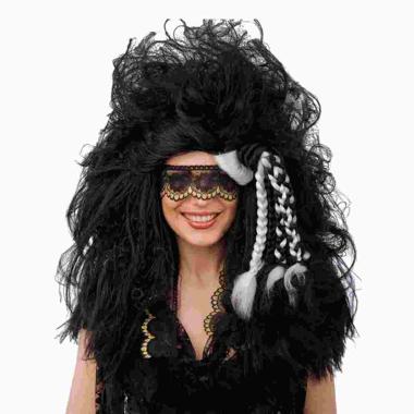 Parrucca Sensitive Nera Mossa con Benda |Carnival Toys