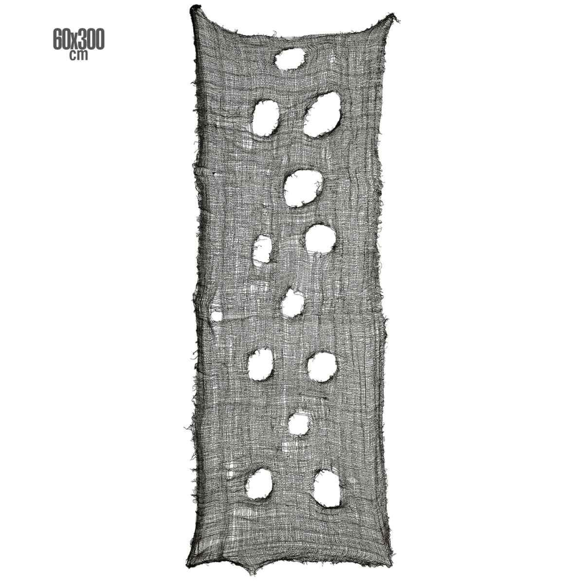 Decorazione Tessuto Stracciato Nero cm.60x300 |Widmann