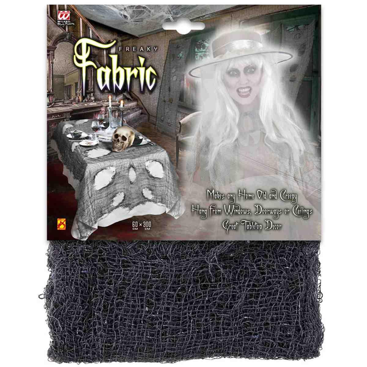 Decorazione Tessuto Stracciato Nero cm.60x300 |Widmann