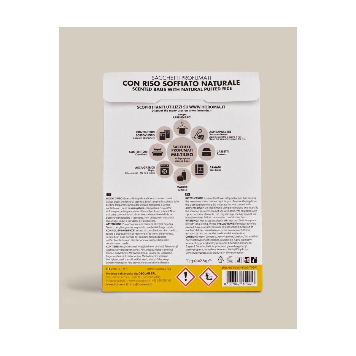 Sacchetti Profumati horomia Vaniglia e Mirra Multiuso Set pz.3 | Horomia