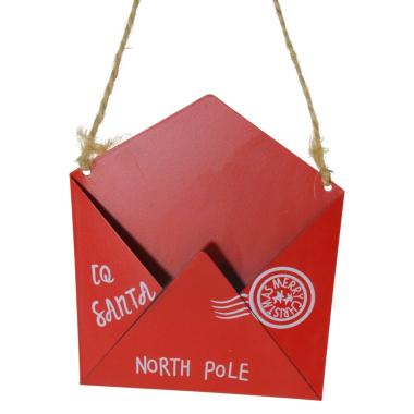 Decorazione Natalizia Lettera Postale Metallo Rossa cm.10x12 |Silani