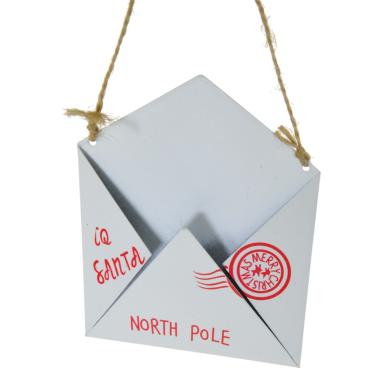 Decorazione Natalizia Lettera Postale Metallo Bianca cm.10x12 |Silani