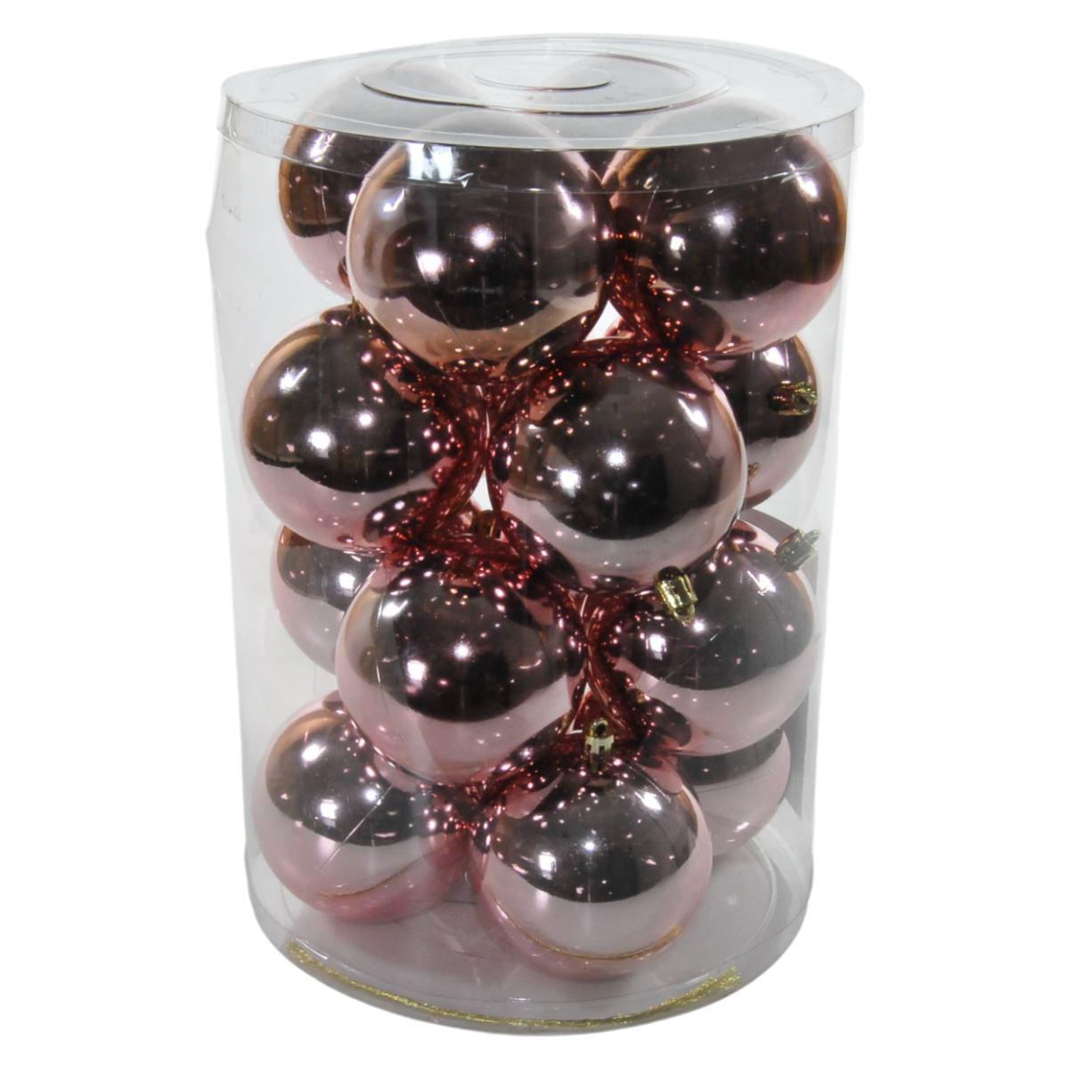 Pallina Natale cm.ÃƒÂ˜8 Rosa Metallizzato Set pz.16 |Silani