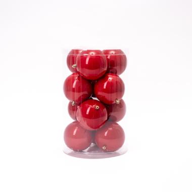 Pallina Natale cm.ÃƒÂ˜8 Rosso Set pz.16 |Silani