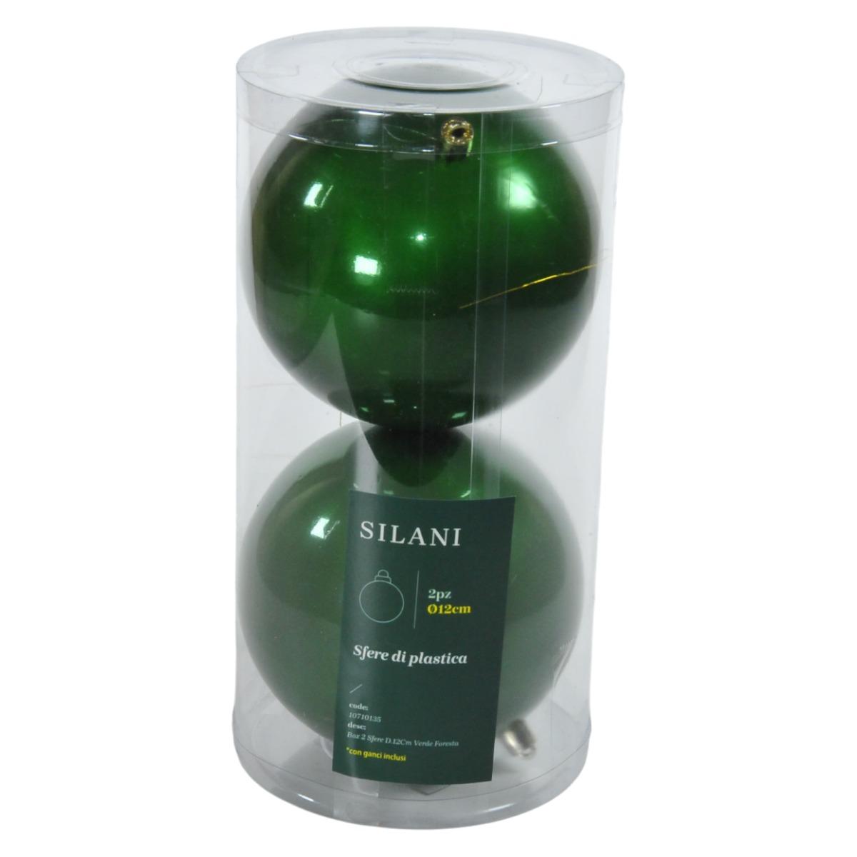 Pallina Natale cm.ÃƒÂ˜12 Verde Foresta Set pz.2 |Silani