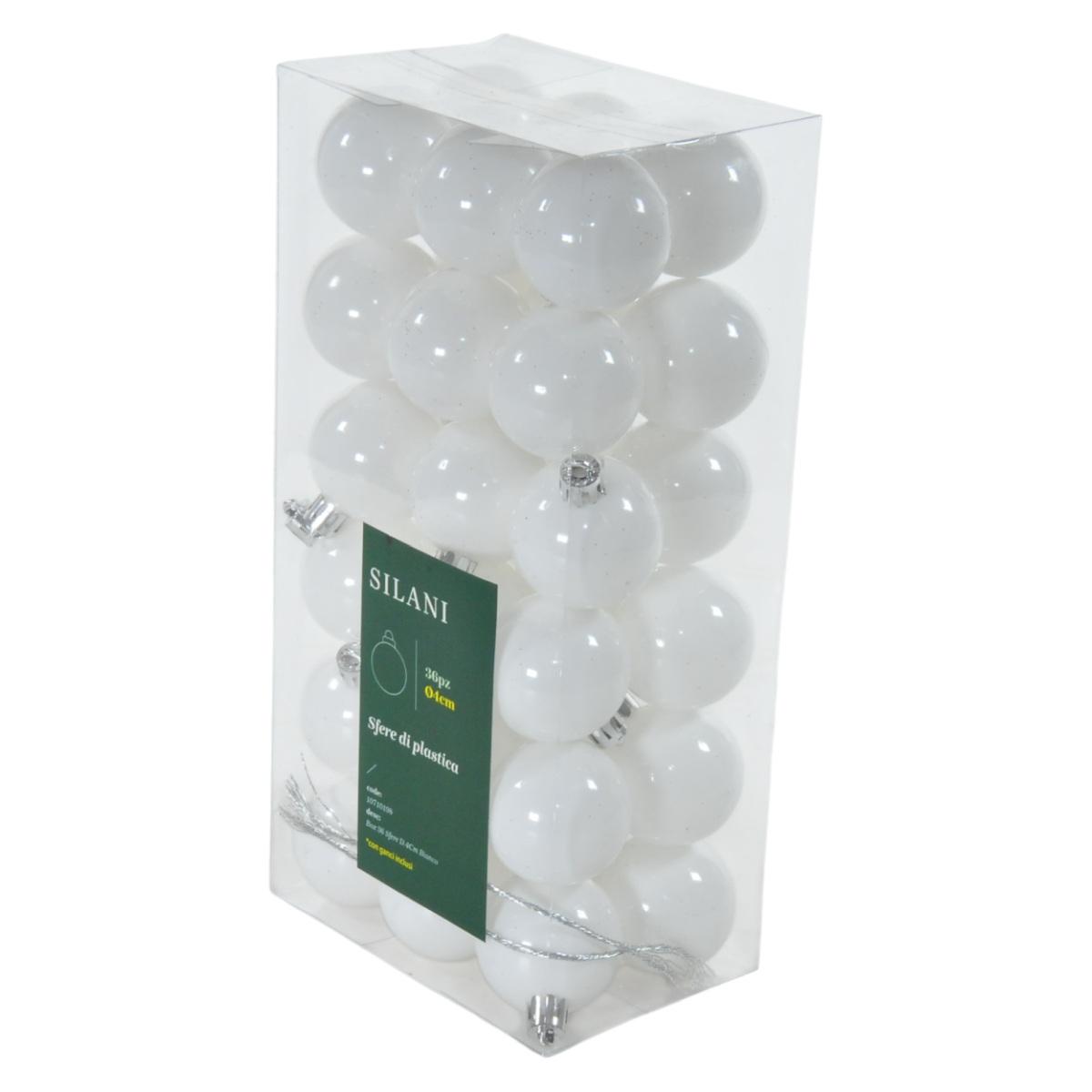 Pallina Natale cm.ÃƒÂ˜4 Bianco Set pz.36 |Silani