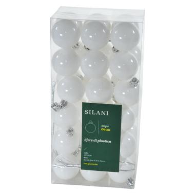 Pallina Natale cm.ÃƒÂ˜4 Bianco Set pz.36 |Silani