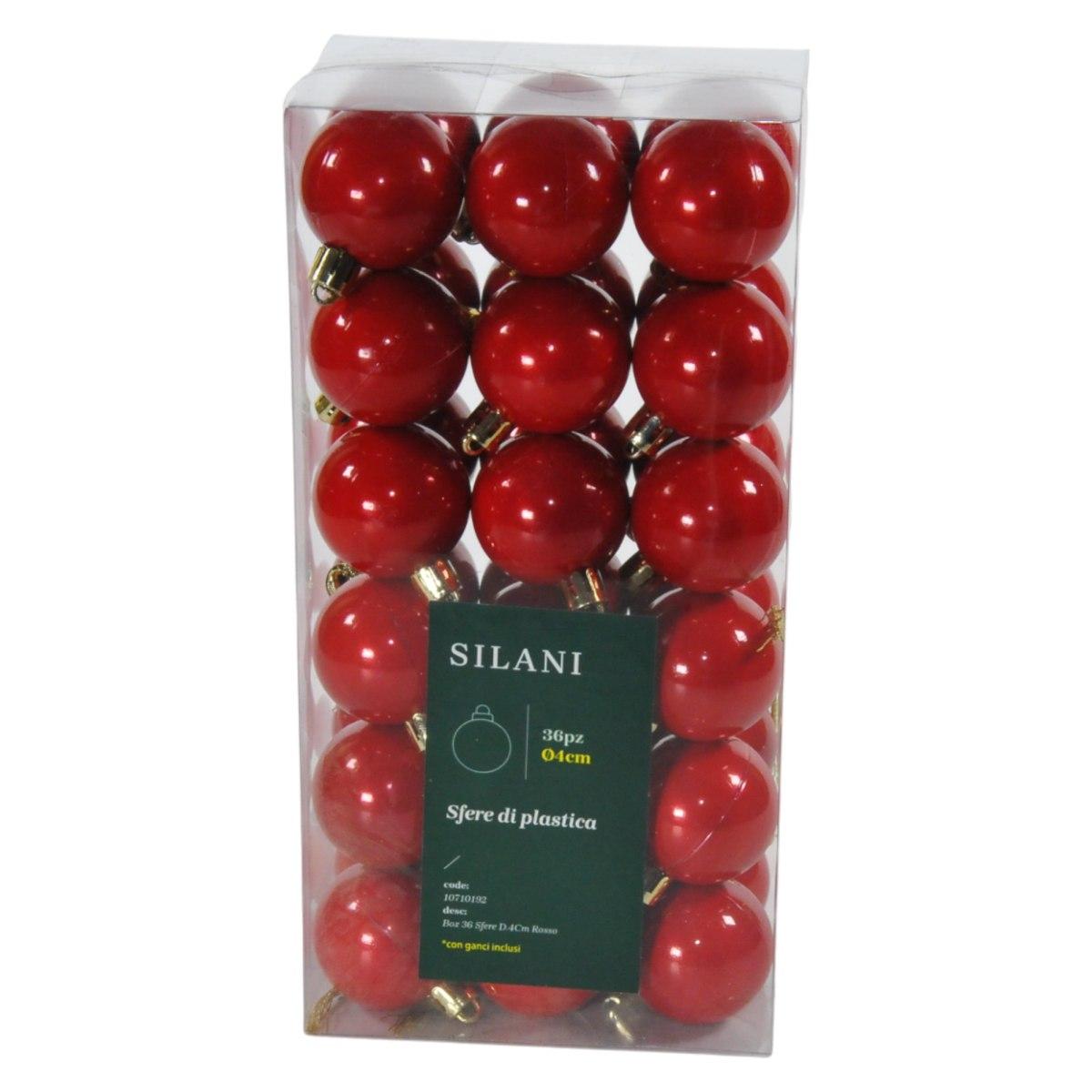Pallina Natale cm.ÃƒÂ˜4 Rosso Set pz.36 |Silani