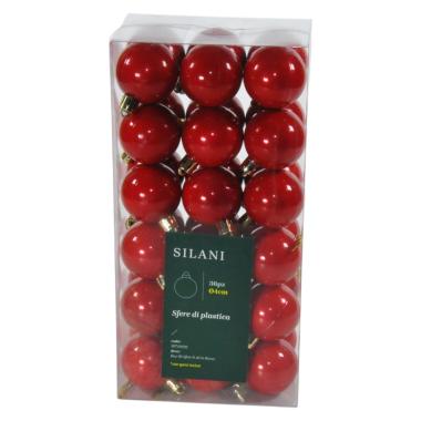 Pallina Natale cm.ÃƒÂ˜4 Rosso Set pz.36 |Silani