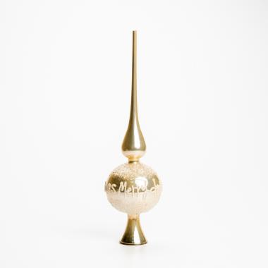 Puntale Albero Natale Vetro cm.29 Oro con Scritta |Silani