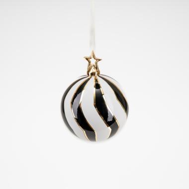 Pallina Natale Vetro cm.ÃƒÂ˜10 Luxury Bianca Nera |Silani