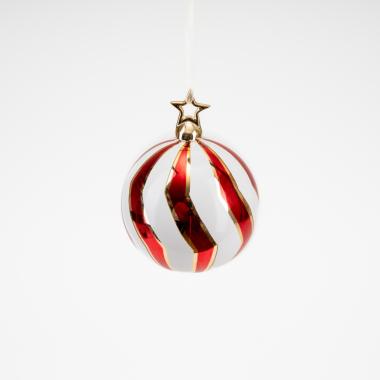 Pallina Natale Vetro cm.ÃƒÂ˜10 Luxury Bianca Rossa |Silani