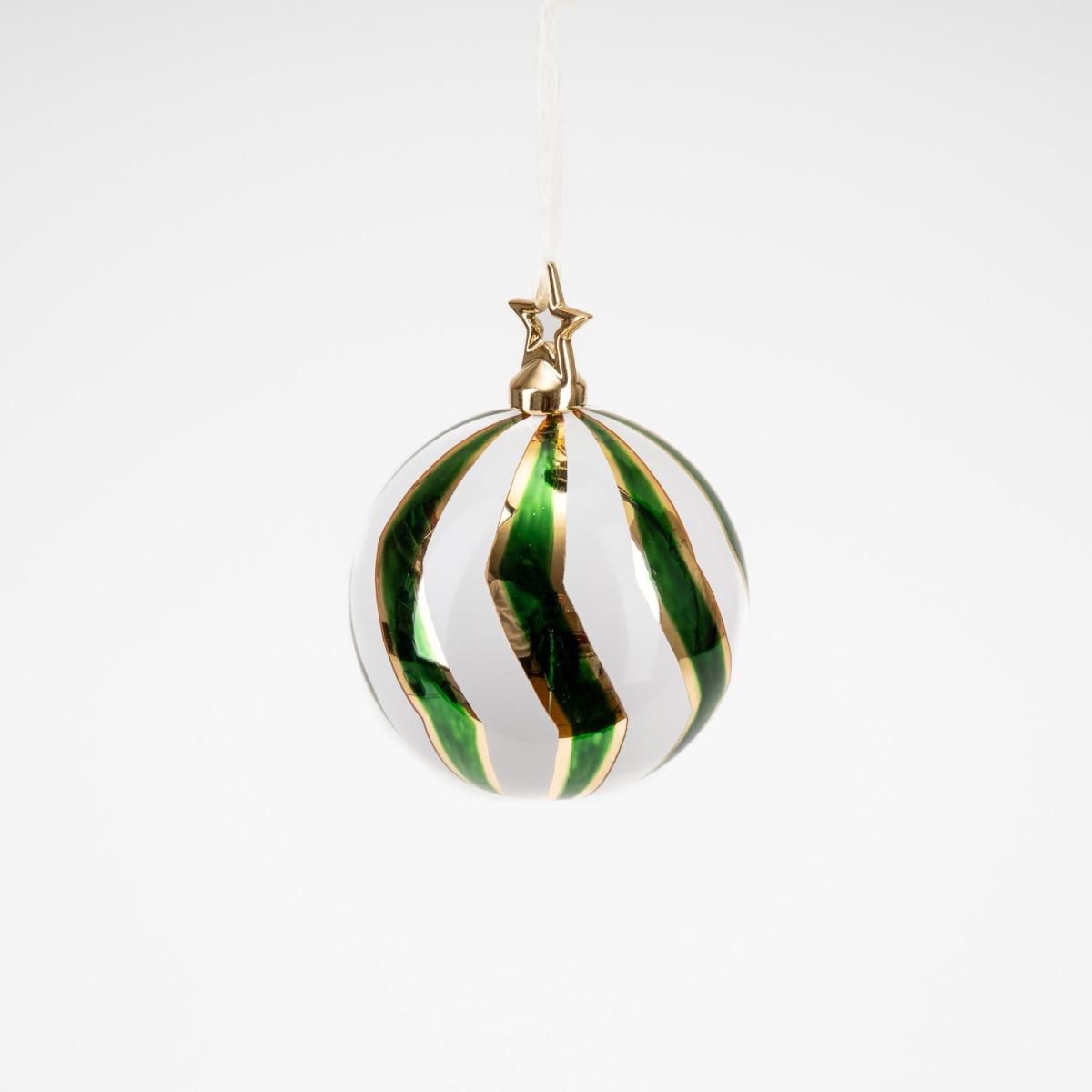 Pallina Natale Vetro cm.ÃƒÂ˜10 Luxury Bianca Verde |Silani
