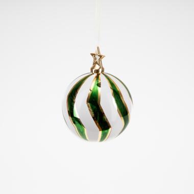 Pallina Natale Vetro cm.ÃƒÂ˜10 Luxury Bianca Verde |Silani