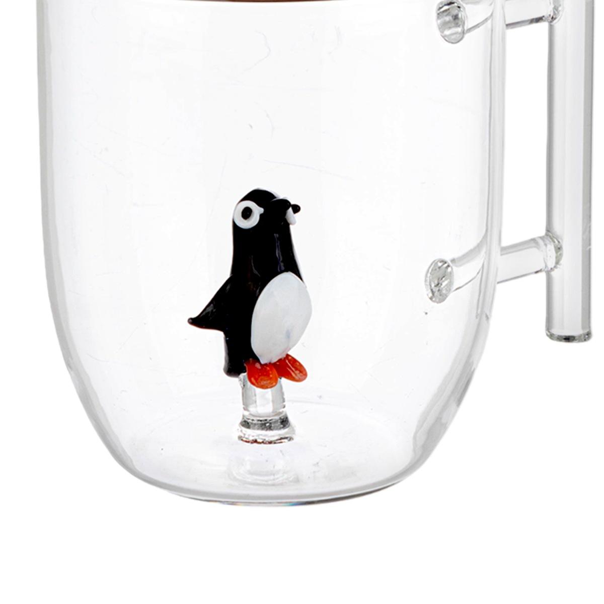 Tazza Natalizia Mug Vetro p1 con Pinguino e Manico cm.10 |Bizzotto