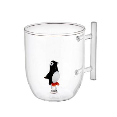 Tazza Natalizia Mug Vetro p1 con Pinguino e Manico cm.10 |Bizzotto
