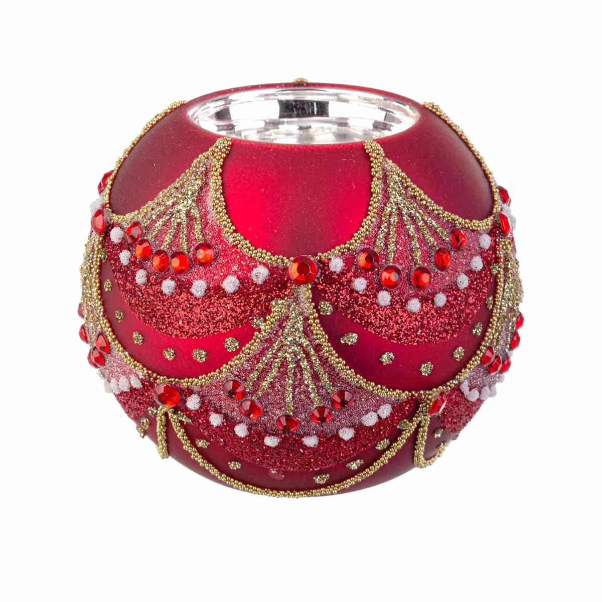 Portacandela Vetro Glitz Rosso cm.ÃƒÂ˜8 | Bizzotto