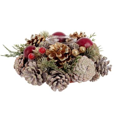 Portacandela con Bacche Pigne cm.ÃƒÂ˜9x19 |Bizzotto