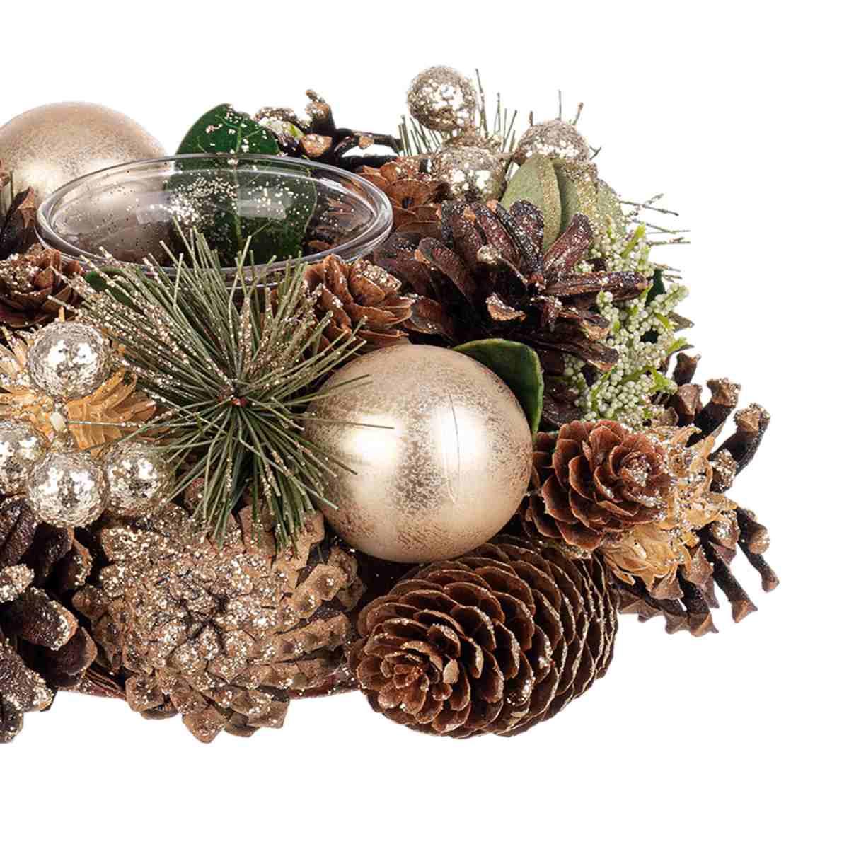 Portacandela con Bacche Pigne cm.ÃƒÂ˜9x19 |Bizzotto