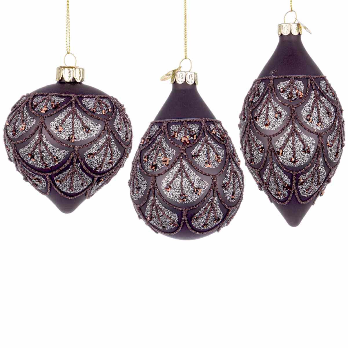 Pallina Natale Vetro cm.8 Cipolla Nera Decori Bronzo |Bizzotto