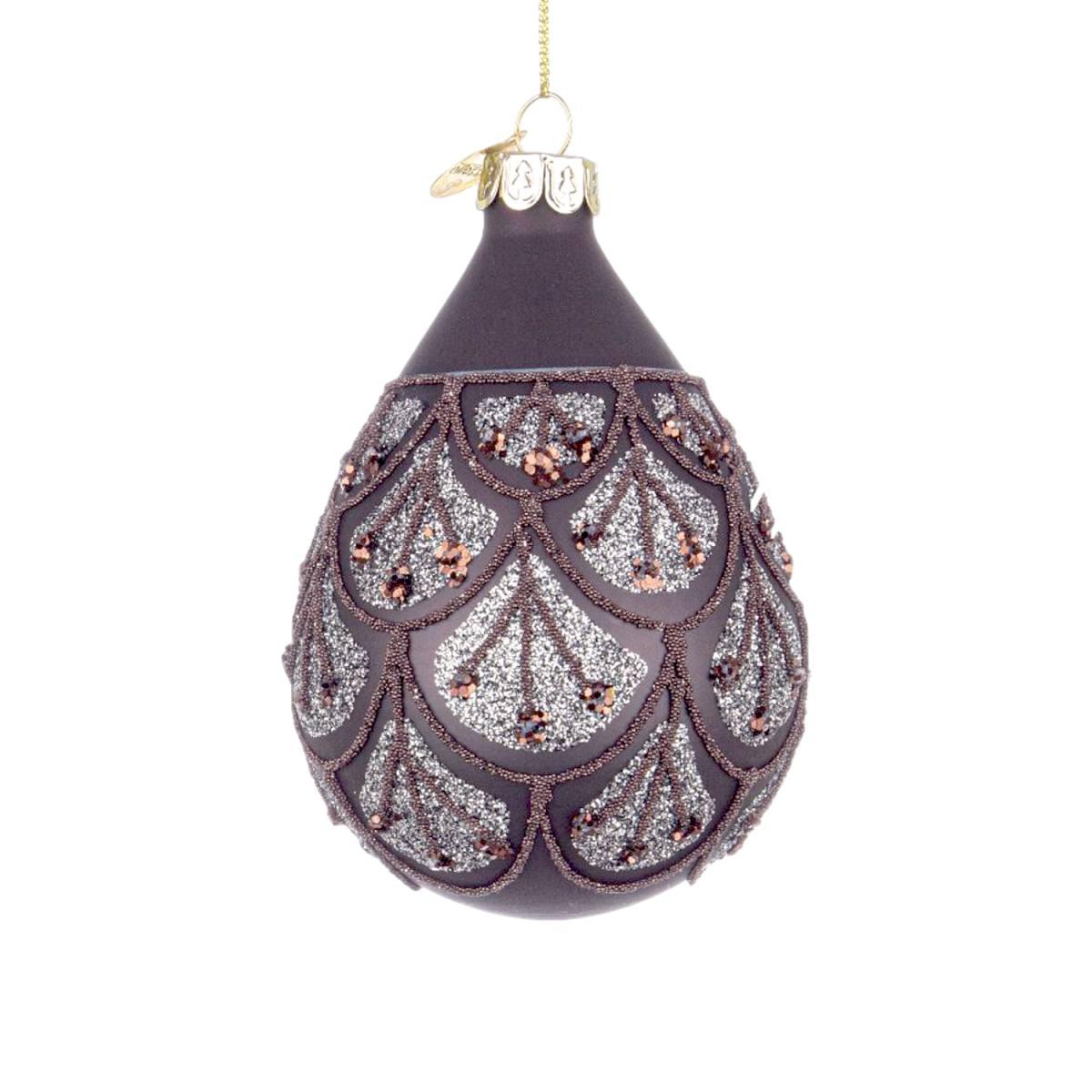 Pallina Natale Vetro cm.10 Goccia Nera Decori Bronzo |Bizzotto