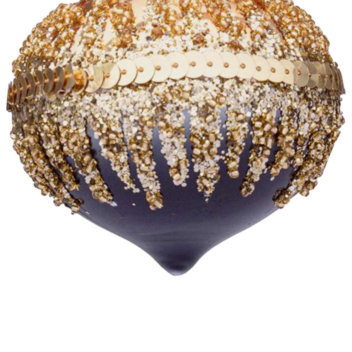 Pallina Natale Vetro cm.8 Cipolla Nera Oro con Glitter |Bizzotto