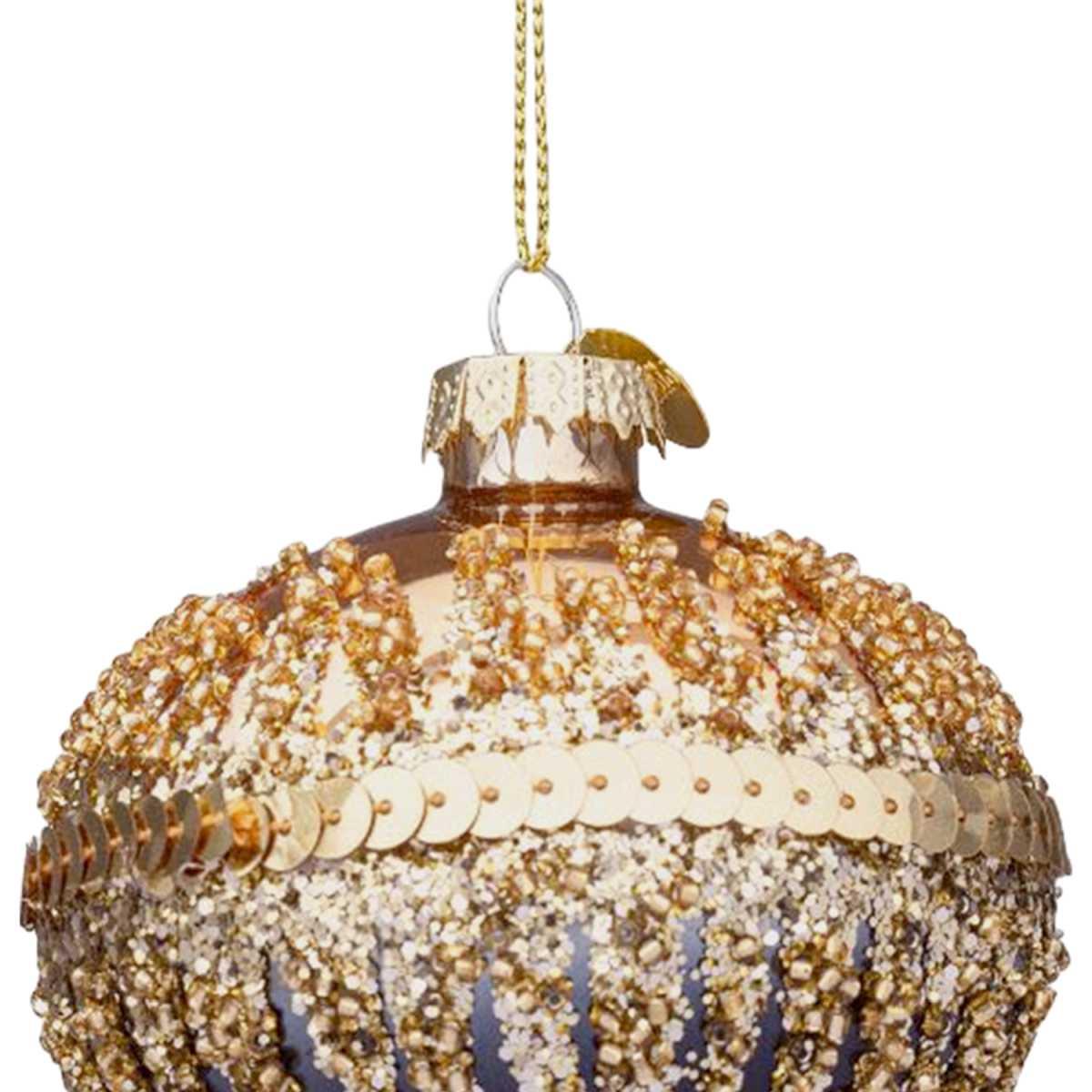 Pallina Natale Vetro cm.8 Cipolla Nera Oro con Glitter |Bizzotto