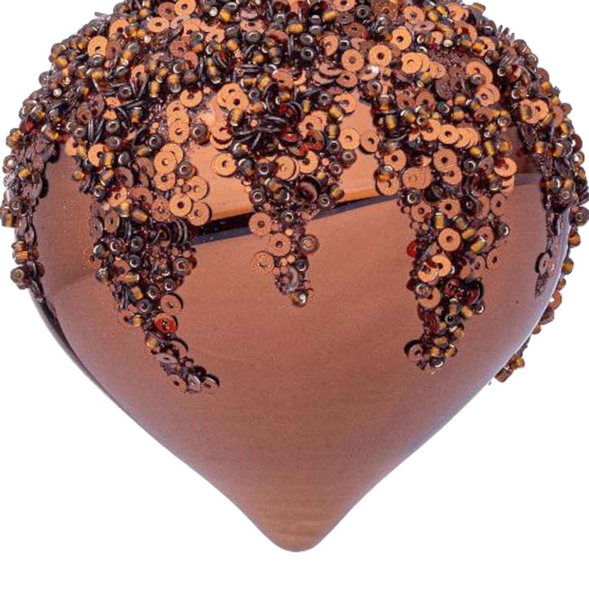 Pallina Natale Vetro cm.8 Cipolla Bronzo con Paillettes |Bizzotto