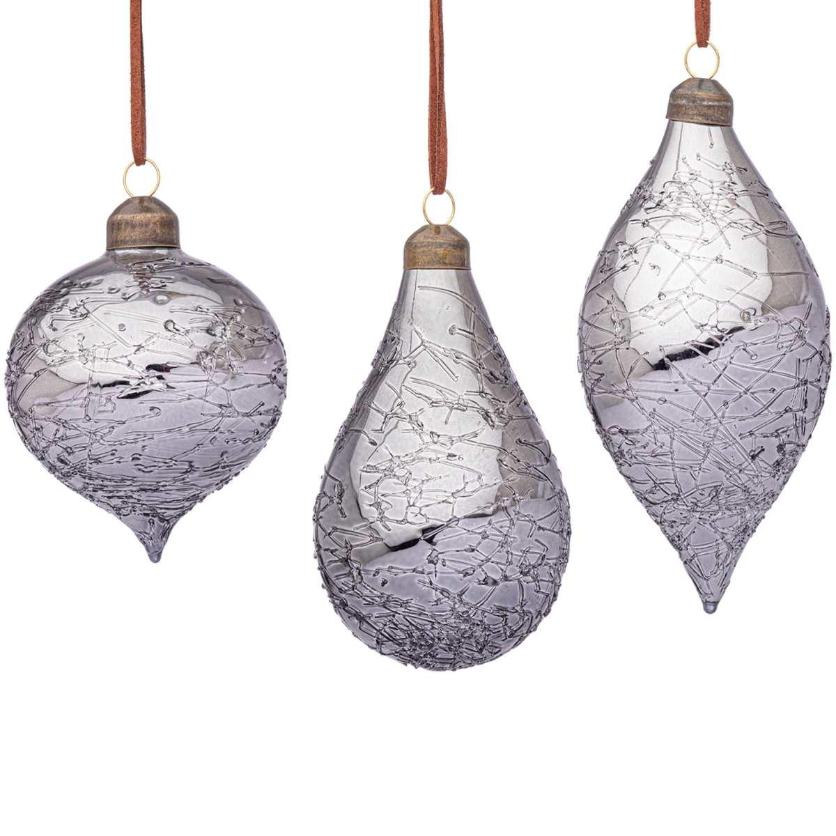 Pallina Natale Vetro cm.8 Cipolla Argento Glaciale |Bizzotto